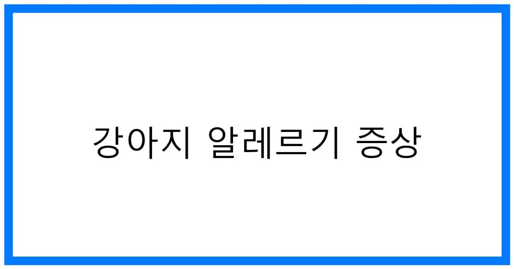 강아지 알레르기 증상 TOP7 & 꿀팁 완벽정리