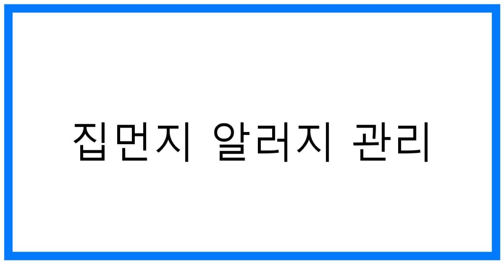 집먼지 알러지 관리 꿀팁: 쾌적한 실내 환경 만들기